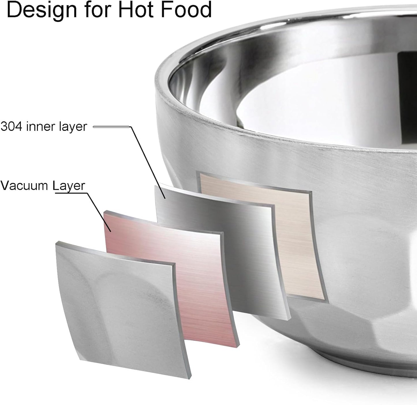 Okllen 6 Pack 18/8 Stainless Steel Snack & Soup Bowls, 15 Oz Non-slip Double-walled Insulated Set