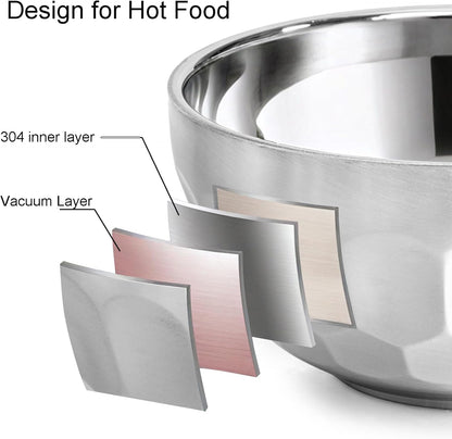 Okllen 6 Pack 18/8 Stainless Steel Snack & Soup Bowls, 15 Oz Non-slip Double-walled Insulated Set