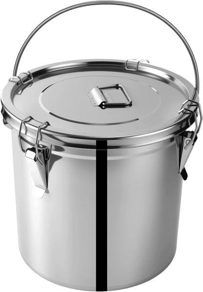 25lb Stainless Steel Containers with Lids, 12L/3.1gal 304 Stainless Steel Storage Containers, Metal Bird Seed Storage Container for Rice Flour Sugar Grain Coffee Bean Kitchen Jar