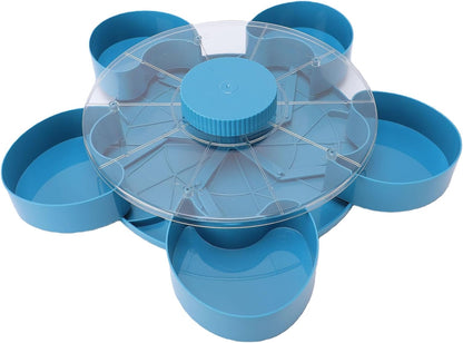 5-Compartment Divided Serving Tray with Lid – Rotating Snack Box for Dips, Appetizers, Fruits & Veggies – Blue Party Tray for Kitchen, Picnic & Entertaining