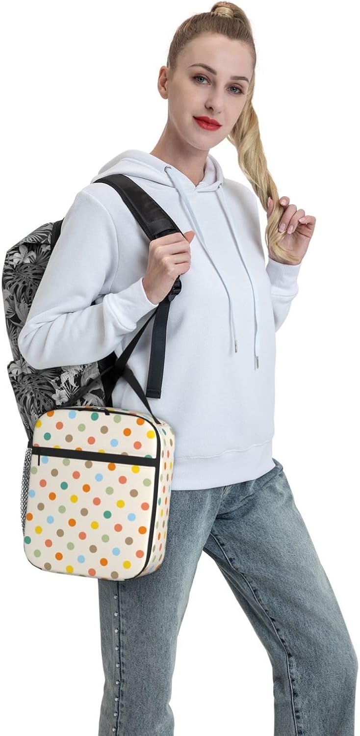 70s Retro Mushroom Floral Insulated Lunch Bag Reusable Cooler Lunch Box Portable Leakproof Thermal Container Tote Bags for Girls Boys School Travel