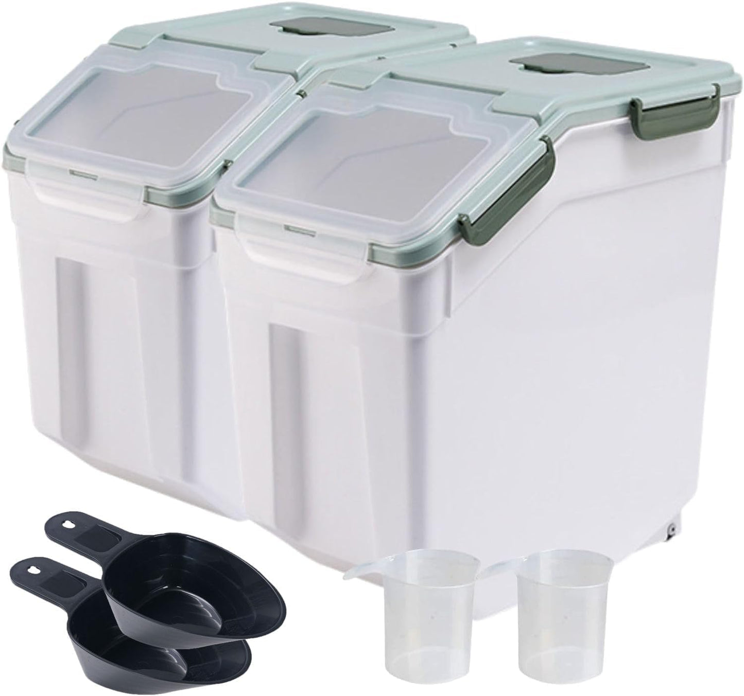 Saim Flour Storage Container Bin 25lbs (2 Pack), BPA Free Rice & Food Dispenser with Lid, Measuring Cup & Scoop - Kitchen Pantry Organizer for Grain, Cereal, Dog Food, Baking Supplies - Dark Blue