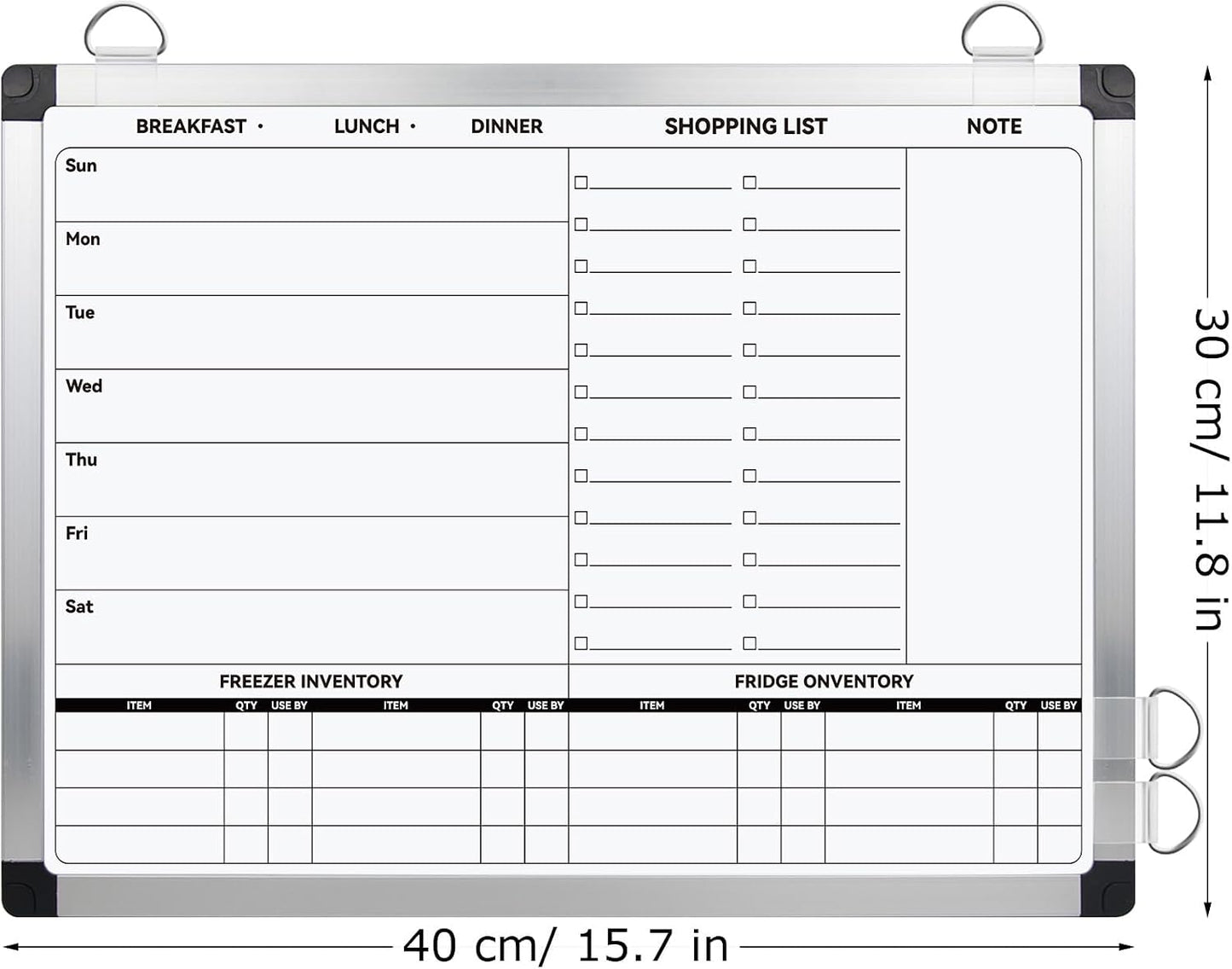 EAONE Weekly Meal Planner & Whiteboard for Wall Double-Sided, 16 x 12 IN Magnetic Dry Erase Menu Board for Kitchen/Food Calendar/Grocery Shopping Lists, with 8 Markers & Eraser & 4 Magnets