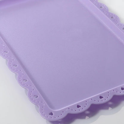 Set of 6 Plastic Serving Trays Food Tray - 14" x 9" Rectangle Serving Platter for Party Cafeteria Kitchen Restaurant , Small Flat Trays for Dessert Fruit Cookie Snack (6, White)