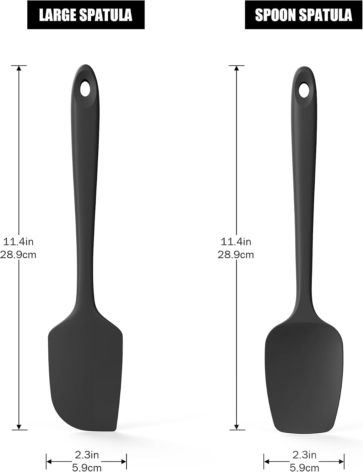 2-Piece Silicone Scraper & Spoon Spatulas: Doosu 600°F Heat Resistant Food Grade BPA Free Rubber Baking Flat Spatula Kitchen Cooking Spoonula for Mixing Scraping Folding Stirring Serving (Aqua Sky)