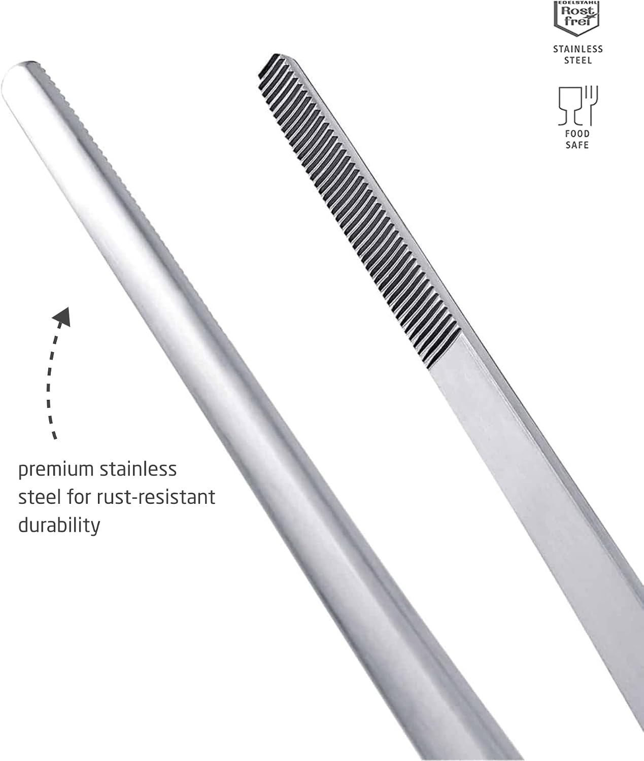 triangle Barbecue Tweezers - 11.8 in. (30 cm) - Stainless Steel Culinary Tweezers for Precise Grilling, Plating & Serving - Dishwasher Safe