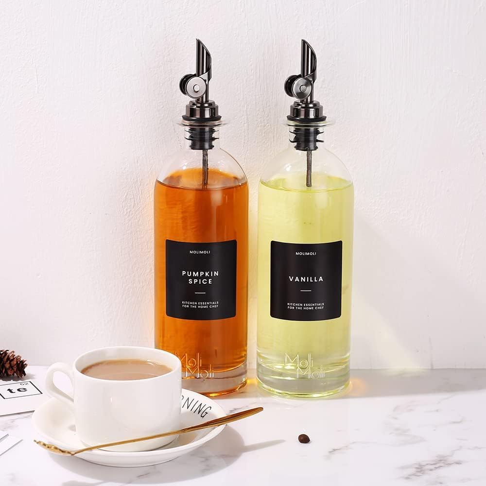 Molimoli - Premium Olive Oil Dispenser Bottles for Kitchen with Pourer - Oil and Vinegar Dispenser Set, Glass Dispenser for Kitchen, Dispenser Bottle of 350ml