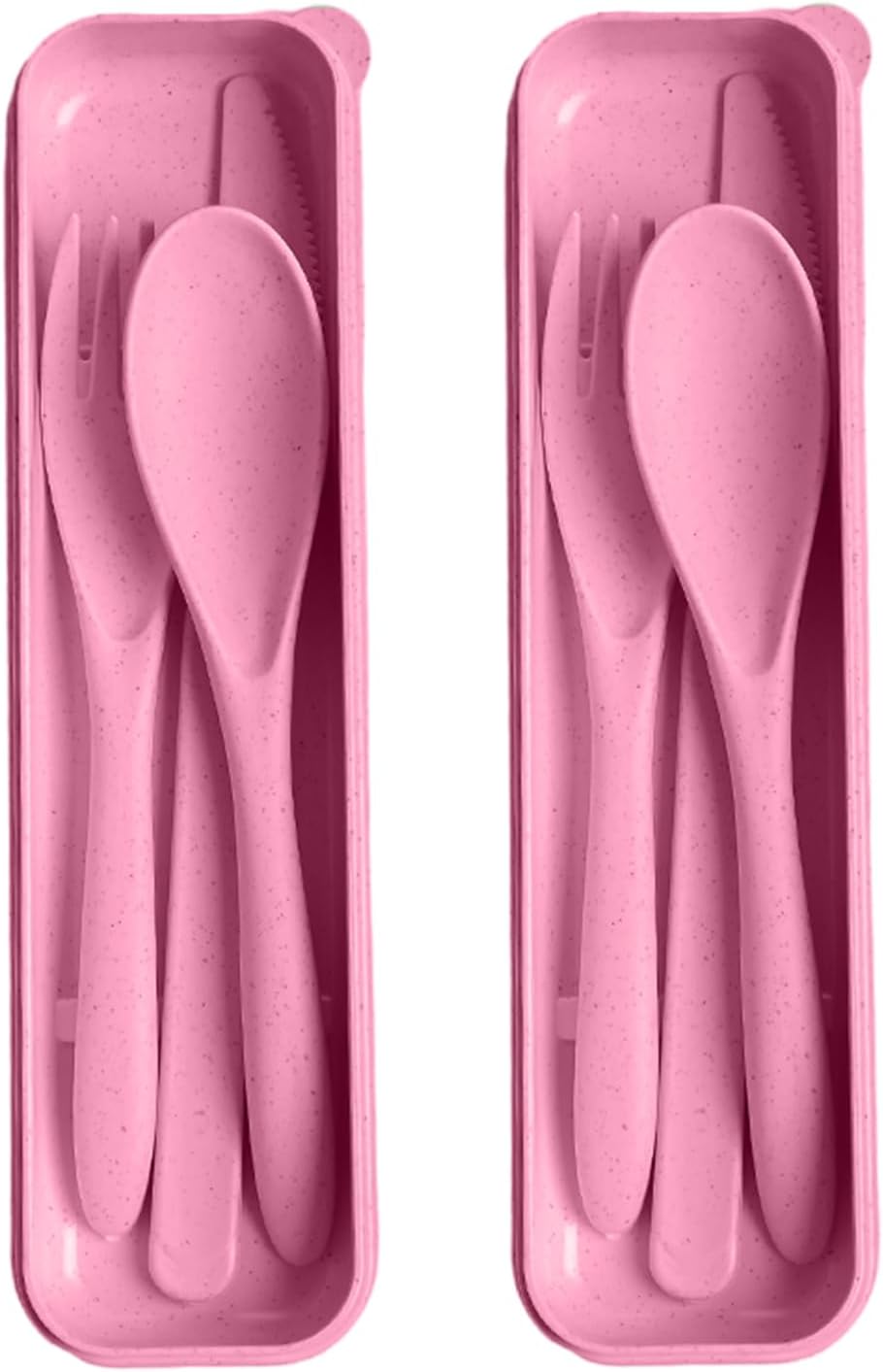Travel Utensils with Case, 2 Sets Reusable Utensils Set with Case, Wheat Straw Utensils for Lunch Box Accessories, Camping Utensil Set for School Work Lunch or Daily Use（Black）
