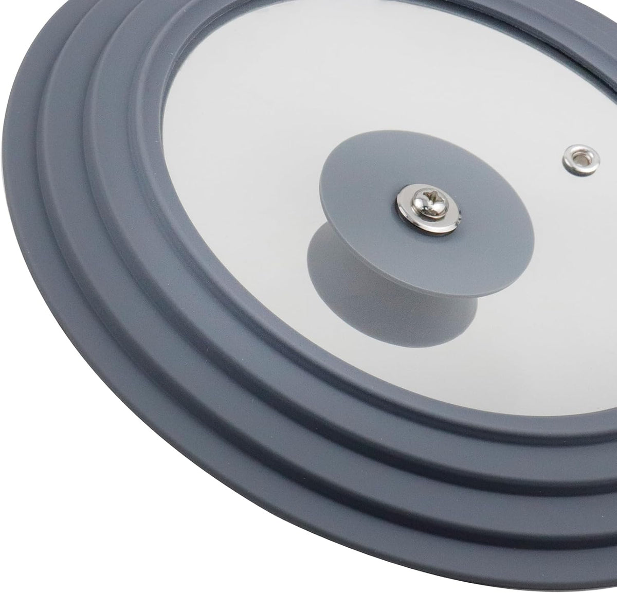 Silicon Glass Lid Fits 6.5", 7", 8" Inner Diameter Pots (Grey)
