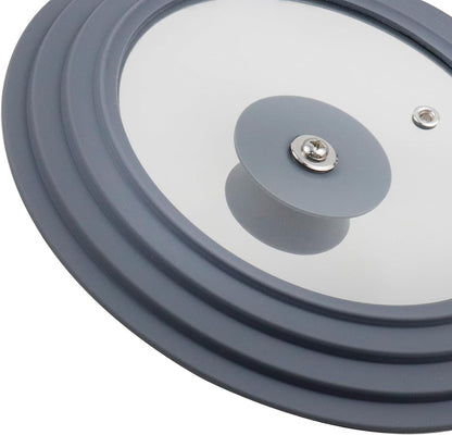 Silicon Glass Lid Fits 6.5", 7", 8" Inner Diameter Pots (Grey)