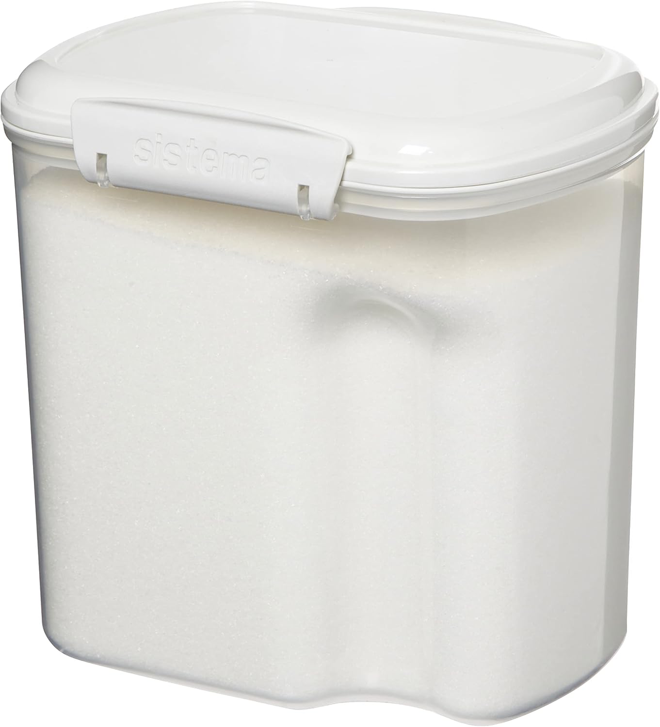 Sistema Flour and Sugar Storage Containers for Pantry with Lids and Measuring Cup, Dishwasher Safe, 13.7-Cup, White