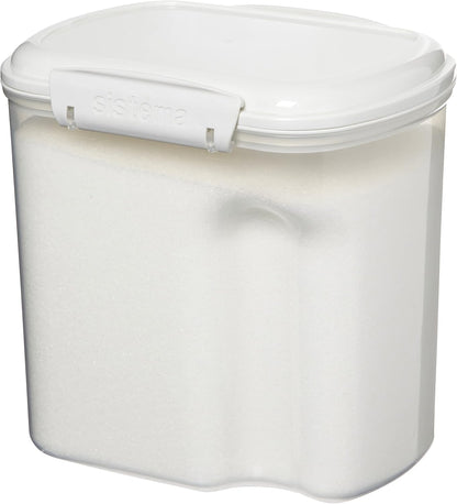 Sistema Flour and Sugar Storage Containers for Pantry with Lids and Measuring Cup, Dishwasher Safe, 13.7-Cup, White