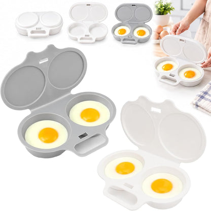 2026New Dual Cavity Microwave Egg Poacher With Lid & Handle