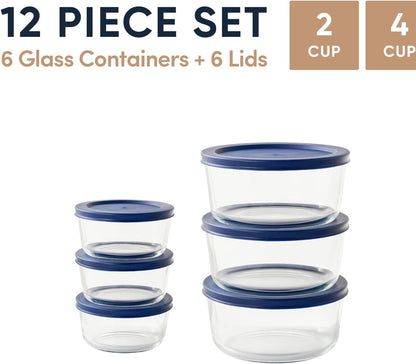 6-Piece Glass Food Storage Containers Set (3 Containers + 3 BPA-Free Lids) | 2-Cup, Leakproof | Microwave, Freezer, Oven & Dishwasher Safe | Ideal for Meal Prep & Pantry Organization, Pistachio