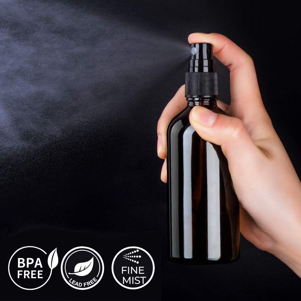 Hydior Amber Glass Spray Bottles for Essential Oils, 4oz, 2 Pack