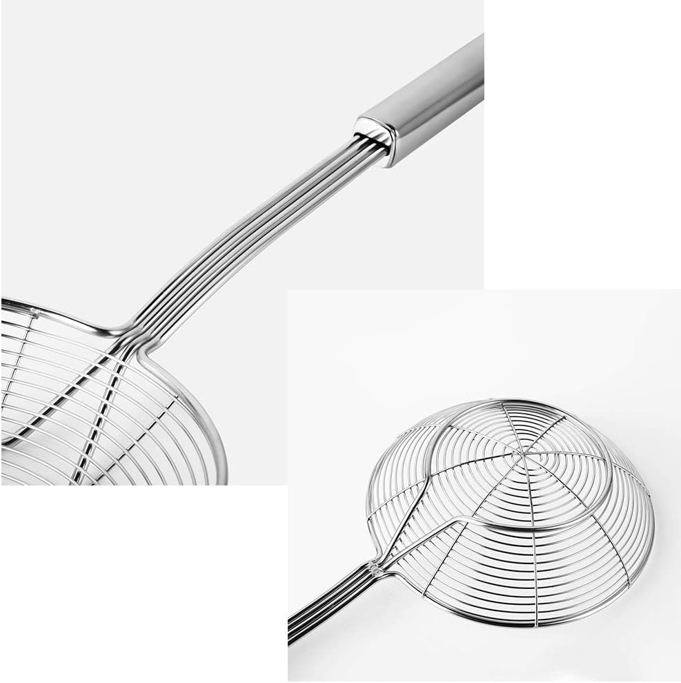 TENTA Kitchen Multi Kitchen Utensil Stainless Steel Cooking Skimmer Slotted Fish Turner Spatula Spoon Colander Drain Water Filter Spoon Hot Pot Scoop Comfortable Grip Design Strainer Ladle for Kitchen