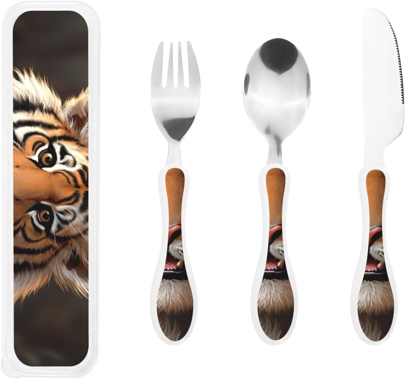 3-Piece Kids Silverware Set With Storage Case, Stainless Steel Reusable Children Safe Knife Spoon Fork Set Dragonfly Insects Flowers Children Flatware Set For Kids Lunch Box