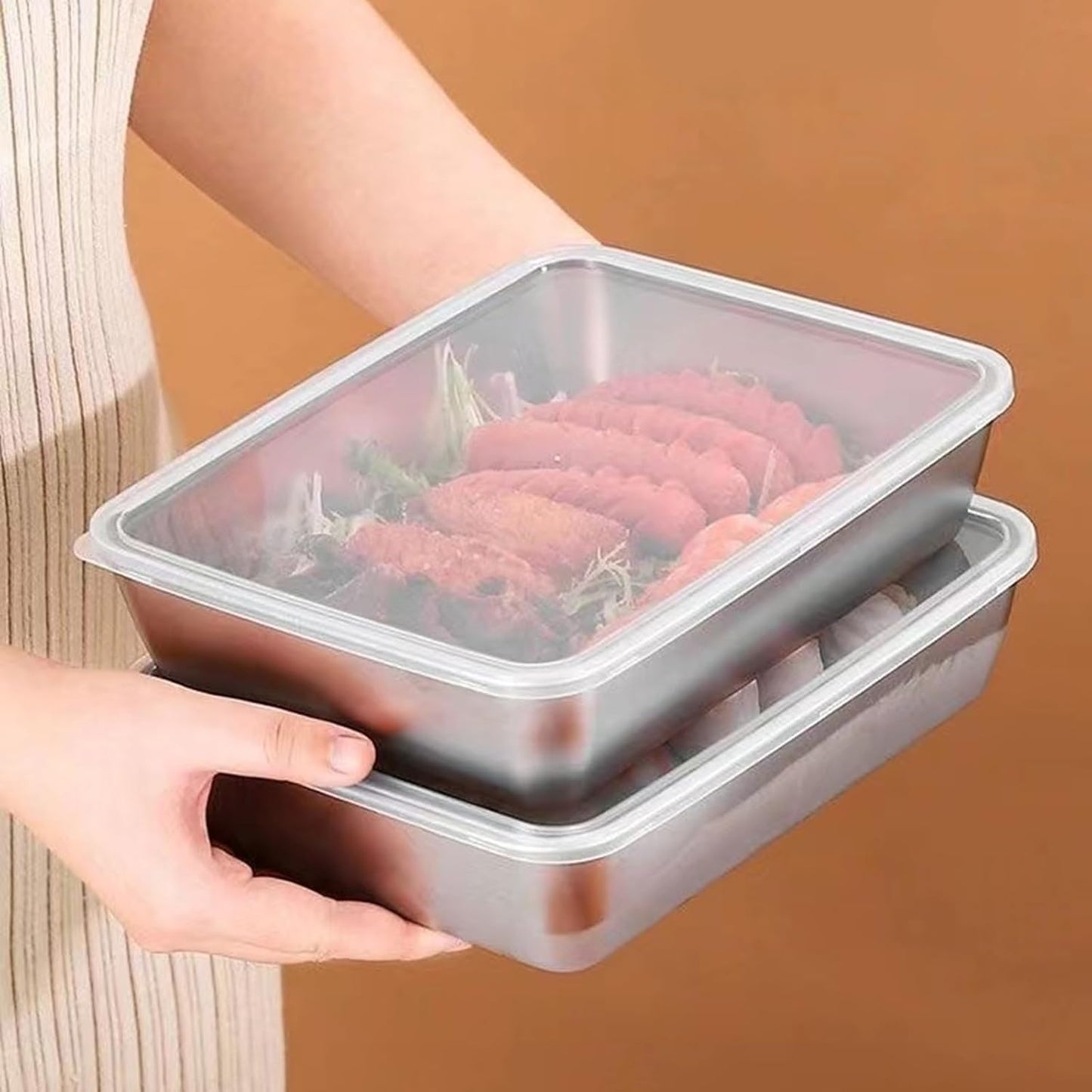 Food Prep BBQ Tray Grills Prep Serving Platter for All Your Grilled Barbecue Grilling for Cooked and Raws Meat Stainless Steel Serving Trays for Food