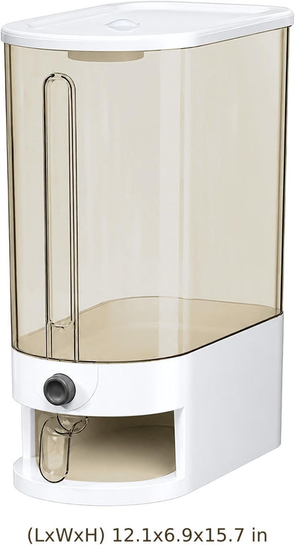 22-25Lbs Rice Dispenser, Large Rice Storage Container Cereal Dispenser Rice Holder Food Storage Container with Measuring Cup, One-Touch Sealed Moisture Food Dispenser for Kitchen and Household