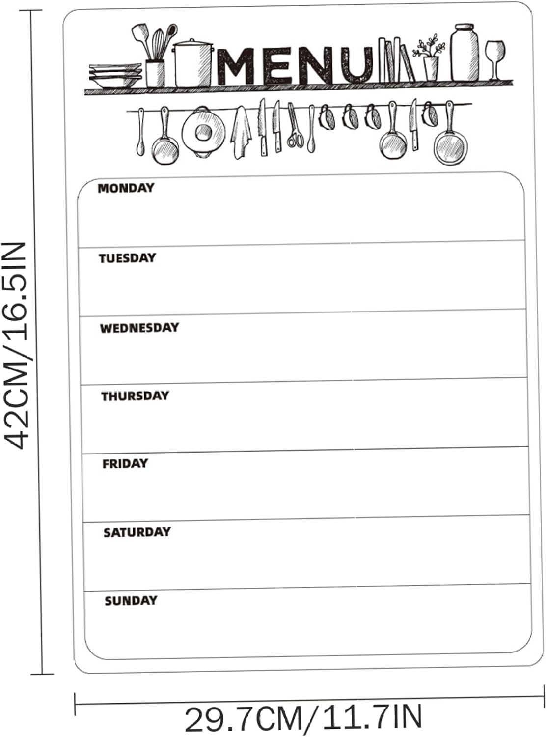 Magnetic Weekly Planner for Fridge 16.5x11.7 Inch Dry Erase Meal Planner Board Reusable Menu Board for Kitchen Office Notes or Daily Reminders