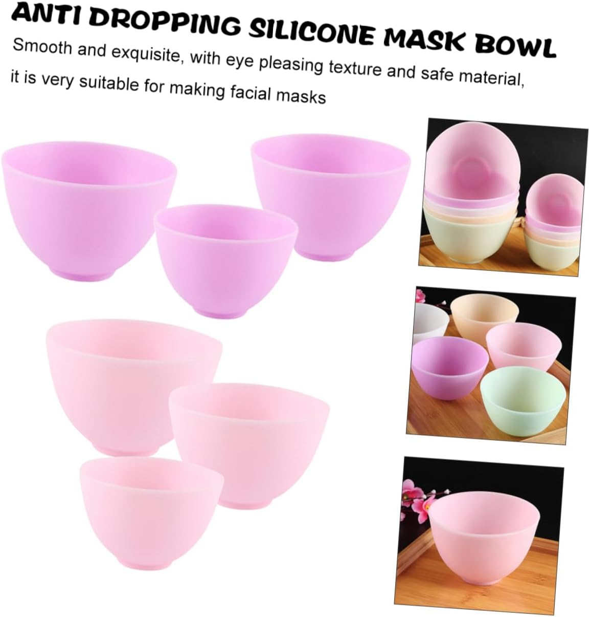 Ipetboom 6pcs Silicone Bowl Household Beauty Salon Bowls Multi-use for Diy Masks Dishwasher Safe