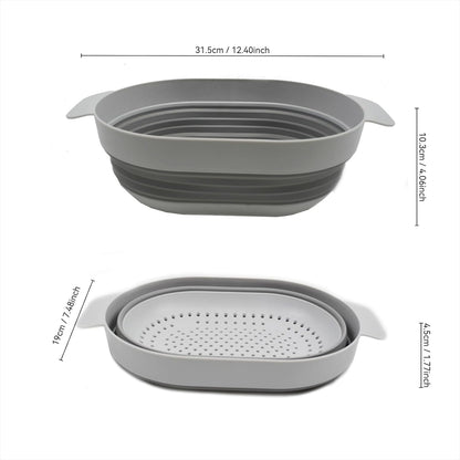 SAMMART 3L (0.8 gallon) Over The Sink Oval Colander (Grey, 1)
