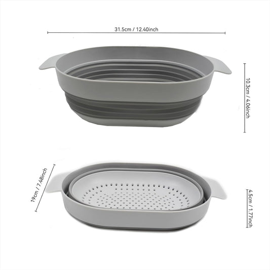 SAMMART 3L (0.8 gallon) Over The Sink Oval Colander (Grey, 1)