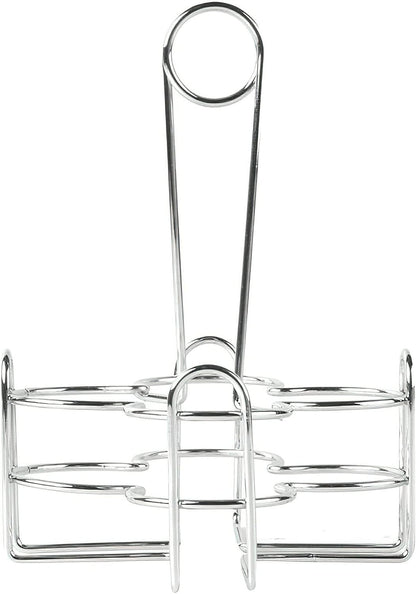 G.E.T. 4-221623 Metal Condiment Condiment Caddy with Number Holder, 4 Compartment, Chrome, 6.5" x 6.5"