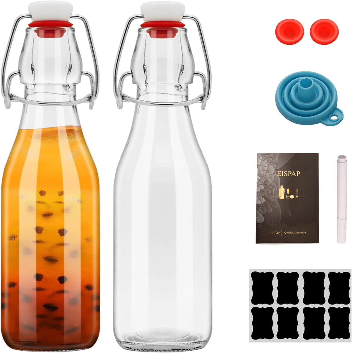 2 Pack Swing Top Glass Bottles 8.5 oz,Flip Top Beer Brewing Bottles for Kombucha, Homemade, Kefir, Water, Beverages, Soda, Oil, Vinegar, Fermentation,Limoncello