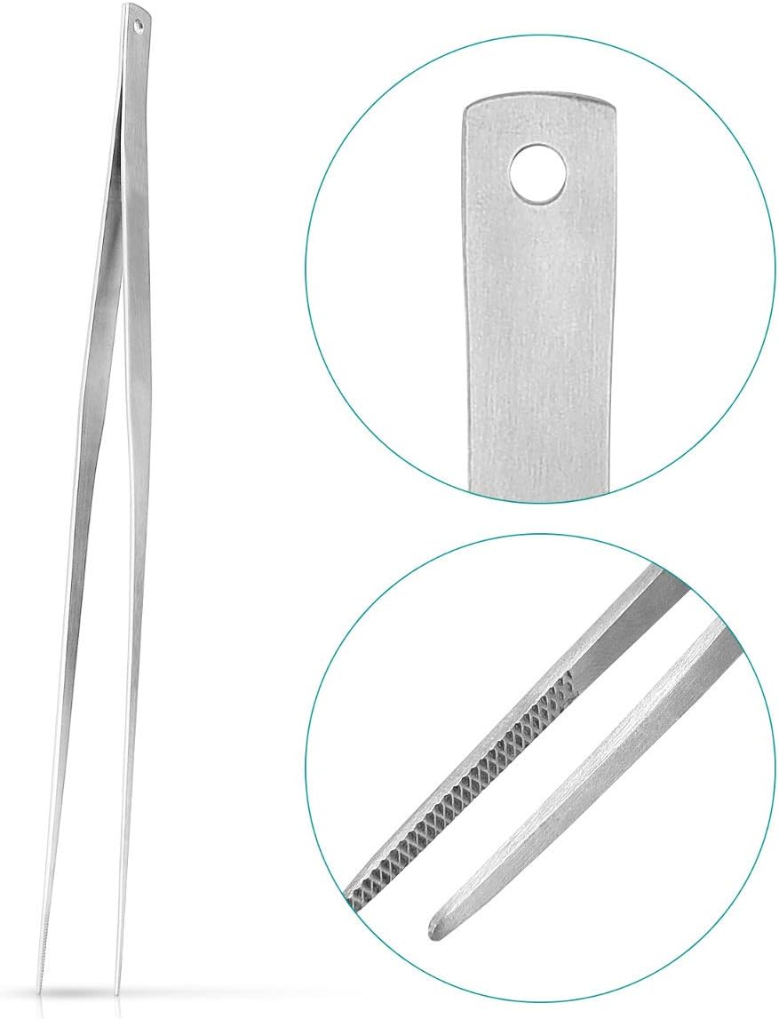 Navaris Stainless Steel Kitchen Tweezers - Precision Kitchen Tweezer Tongs Tool for Cooking or Aquarium - Extra Long Chef Tweezers - 15" / 40 cm