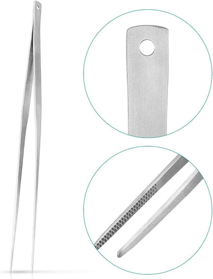 Navaris Stainless Steel Kitchen Tweezers - Precision Kitchen Tweezer Tongs Tool for Cooking or Aquarium - Extra Long Chef Tweezers - 15" / 40 cm