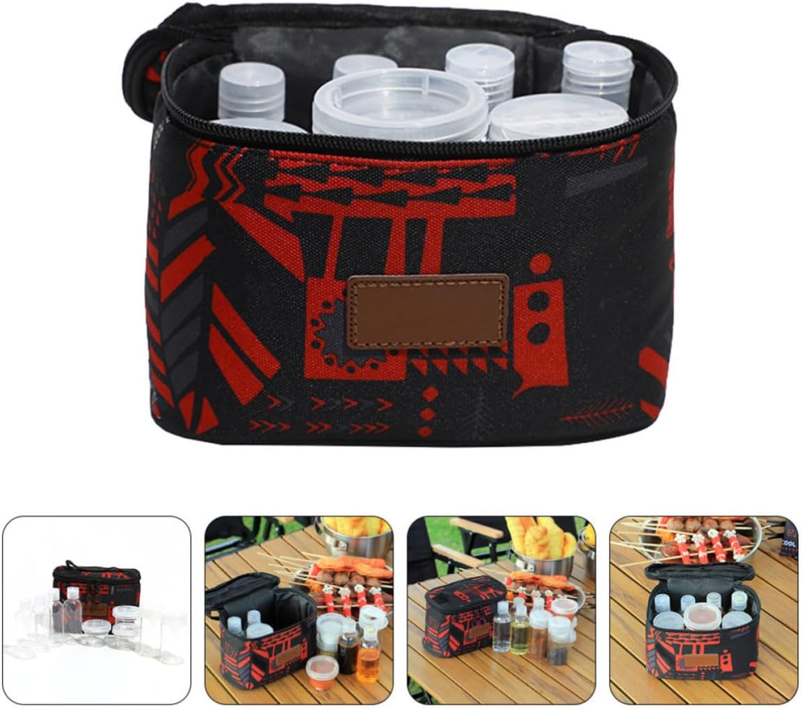 Portable Barbecue Condiment Bottles Set with 1 Storage Bag, Plastic and Oxford Fabric Material, Practical Design for Cooking and Storing Seasonings, for Outdoor Camping and Bbq