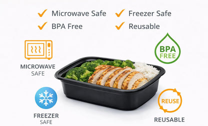 4U'LIFE 28 oz [Pack of 12] 2-Compartment Meal Prep Containers, Bento Boxes With Clear Lids