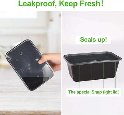 Qewro 10Pack 32oz Meal Prep Containers Disposable Food Storage Containers with Lids, 1-Compartment Reusable Food Storage Plastic Stackable To Go Boxes Microwave, Freezer, Dishwasher Safe