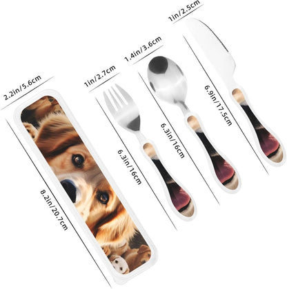 3-Piece Kids Silverware Set With Storage Case, Stainless Steel Reusable Children Safe Knife Spoon Fork Set Beach House Children Flatware Set For Kids Lunch Box