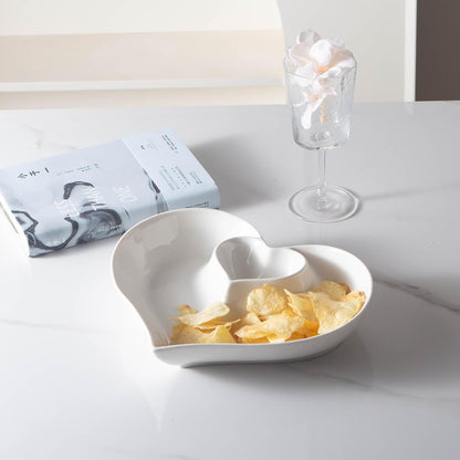 Porcelain Chip and Dip Serving Set,Perfect for Chips and Dip, Veggies, Candy, White