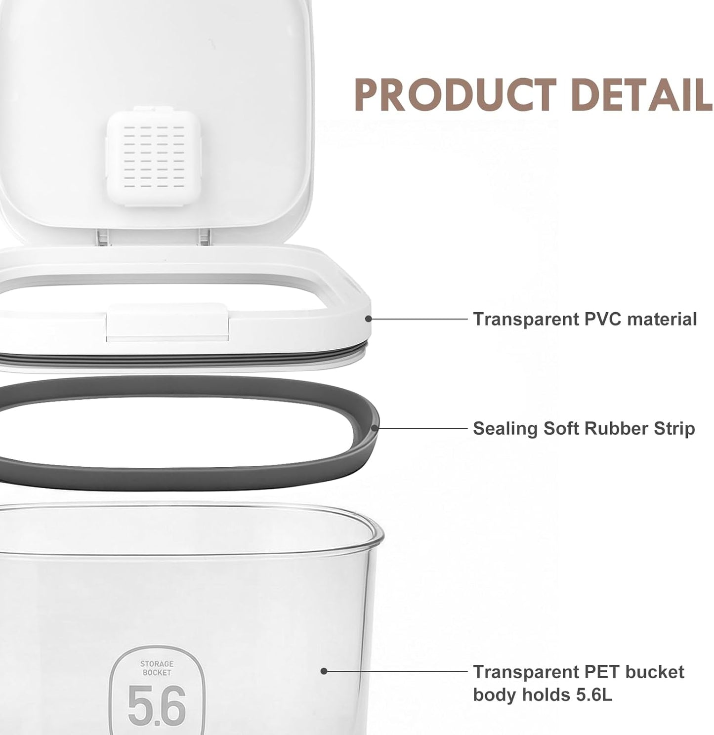LEAWALK 10Lbs/10.57Qt Airtight Dog Cat Food Storage Container and Dog Treat Containers BPA-Free, PET Clear Stackable Pet Storage Bin, Pop Top, 1-Cup Scoop for Pet Food/Rice/Flour/Bread/Grains