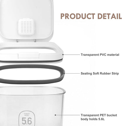 LEAWALK 10Lbs/10.57Qt Airtight Dog Cat Food Storage Container and Dog Treat Containers BPA-Free, PET Clear Stackable Pet Storage Bin, Pop Top, 1-Cup Scoop for Pet Food/Rice/Flour/Bread/Grains