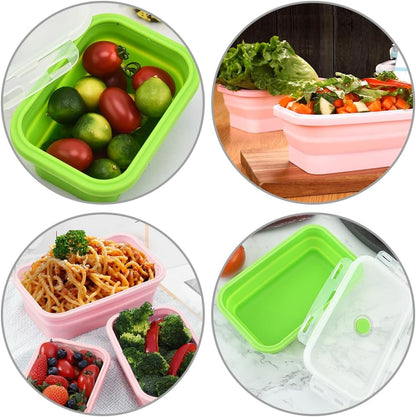 Alimat PluS 40.5oz Silicone Collapsible Food Storage Containers with Lids, 3 Pack Set 1200ml Folding Large Meal Prep Lunch Containers, Microwave, Freezer and Dishwasher Safe