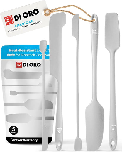 DI ORO Silicone Jar Spatula Set - 600F Heat Resistant, 5-Pc Red