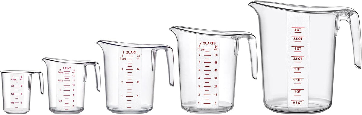 Amazing Abby - Melissa - Plastic Measuring Cups, Food-Grade Measuring Jugs, 1/2/4/8-Cup Capacity, Unbreakable, Stackable, Dishwasher-Safe, Great for Oil, Vinegar, Flour, and More