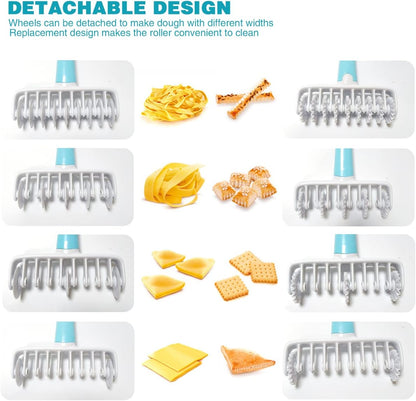 Pastry Dough Lattice Cutter Wheel Roller Fondant Ribbon Cutter with 4 Different Gears Embosser Set Household Time-Saver Baking Pastry Tools for Dough Cookie Pie Pizza Bread Pastry