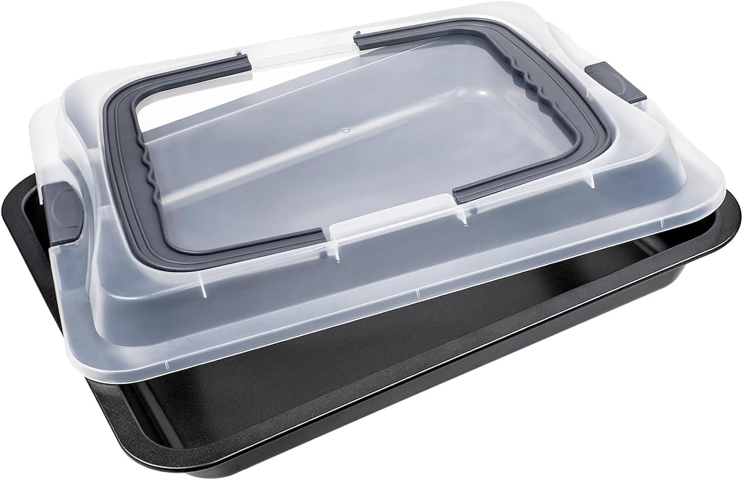 Webake 9x13 Inch Baking Pan with Lid and Handle, Non-Stick Cake Pan 2-Piece Set Rectangle Cake Carrier for Transport & Serve
