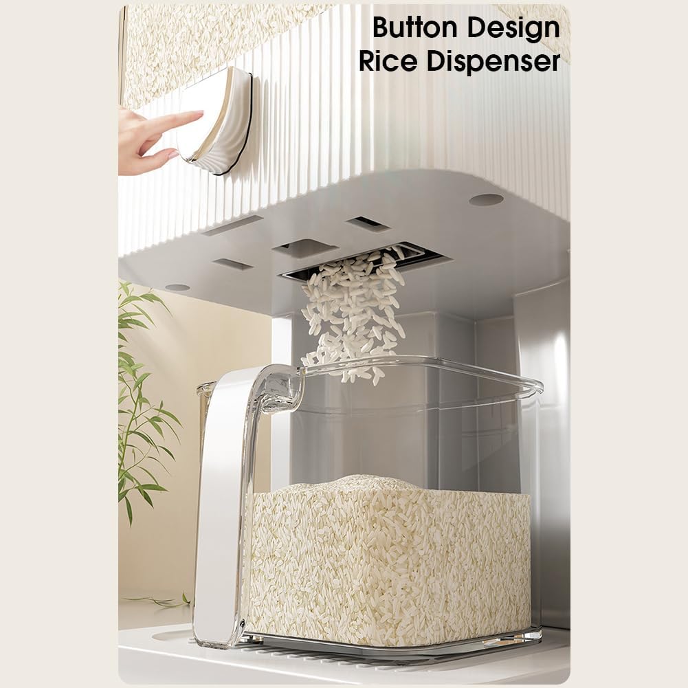 Rice Dispenser 22 Lbs,Sealed Rice Storage Container with Measuring Cup Moisture Proof,Large Cereal Dispenser Dry Food Storage Container Bins for Grains,Flour,Corn,Pet Food