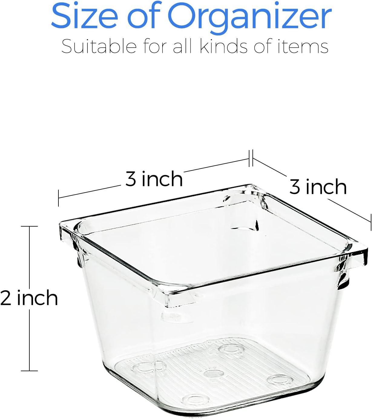 Ravinte 6 Pack Drawer Organizer - 3" X 9" Plastic Storage Bins, Acrylic Organizers with Non-Slip Pads Clear Desk Storage Tray for Makeup, Jewelries, Kitchen Utensils, Bathroom and Office