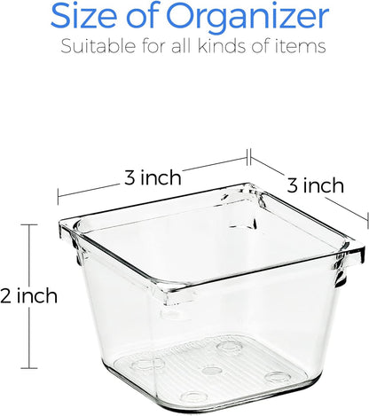 Ravinte 6 Pack Drawer Organizer - 3" X 9" Plastic Storage Bins, Acrylic Organizers with Non-Slip Pads Clear Desk Storage Tray for Makeup, Jewelries, Kitchen Utensils, Bathroom and Office