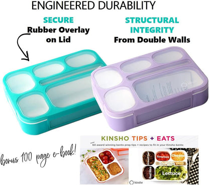 Glitter Lunch Box for Girls, Bento Boxes for School, Pre-School, Toddler Daycare, Travel. Kids Snack Containers, 6 Divided Leak Proof Compartments, BPA Free, Cute 2 Pack Set, Utensils, Pink & Purple
