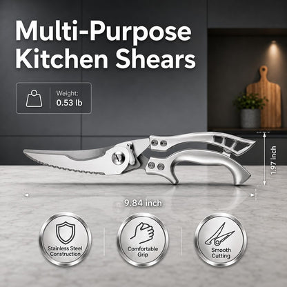 Kitchen Scissors Heavy Duty, 2-in-1 Kitchen Shears for Food, All Purpose Meat Scissors for Chicken, Poultry, Fish, Crab, Pizza & Salad, Detachable Stainless Steel Food Scissors Dishwasher Safe