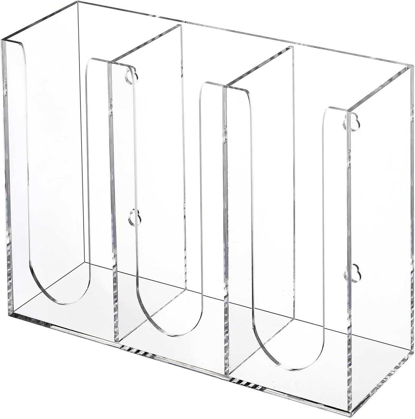 Acrylic Coffee Cup and Lid Storage Organizer, 3 Compartment Disposable Paper Cup Dispenser Organizer, Clear Plastic Cups and Lids Holder for Kitchen Coffee Bar Shop Party Supplies