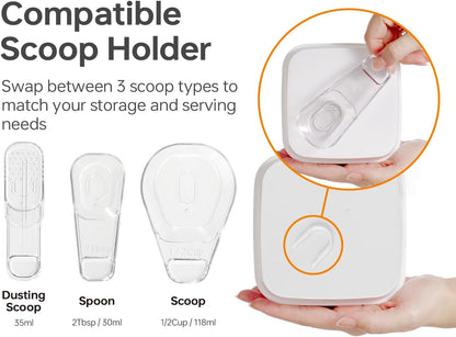 Felli Flip Tite Acrylic Food Storage Container with Lid 6” XL Air Tight Ring Seal Flip Top, Plastic Kitchen Baking Canister for 5 lb Flour Sugar Rice Protein Powder Pantry Organizer (Nest-M, White)